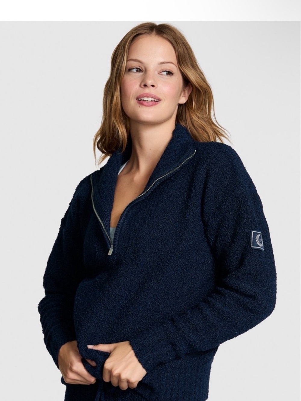 PINK NWT Victoria's Secret  Cozy Bouclé Half-Zip Sweater in navy size large